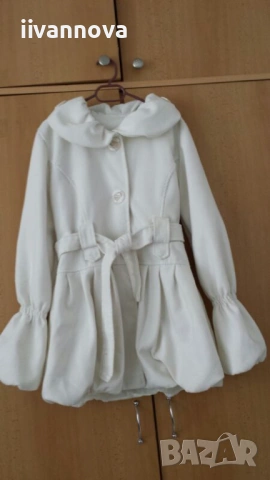 Елегантно бяло палто, снимка 2 - Палта, манта - 53385344
