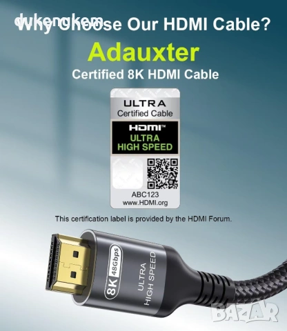 HDMI 2.1 кабел 10K / 8K, 48Gbps – 3 м, Ultra High Speed, снимка 2 - Мрежови адаптери - 53032592