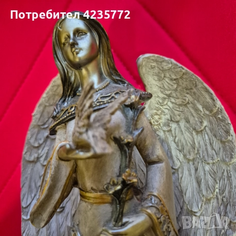 Статуетка на ангел изработена от бронз и слонова кост с детайлни крила ., снимка 2 - Статуетки - 52838689