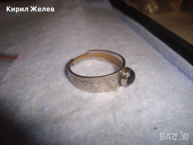 СТАР ПОСРЕБРЕН МЕСИНГОВ РЪЧНО ОРНАМЕНТИРАН РЕТРО ПРЪСТЕН РЕГУЛИРУЕМ с ЧЕРВЕН ШЛИФОВАН КАМЪК 27574, снимка 5 - Антикварни и старинни предмети - 37442827