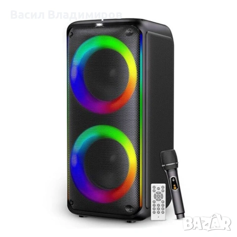 Тонколона с двойни 8-инчови 60W високоговорители и RGB светлини, снимка 5 - Тонколони - 53026257