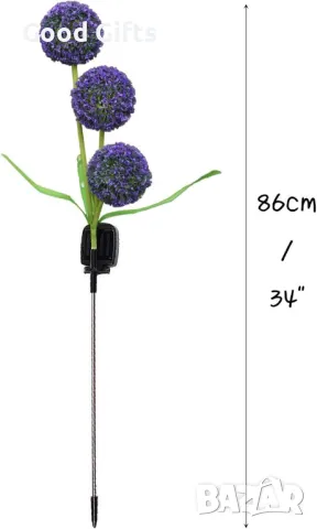 Соларна градинска лампа Глухарче, Лилаво цвете, снимка 5 - Соларни лампи - 50240079