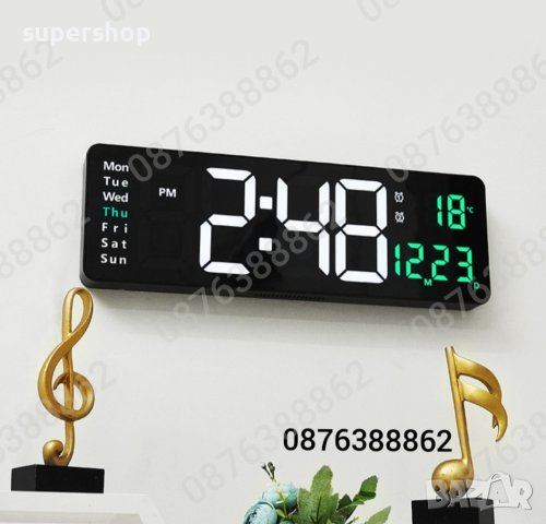 Електронен часовник с голям лед дисплей и дистанционно, снимка 5 - Стенни часовници - 43771025