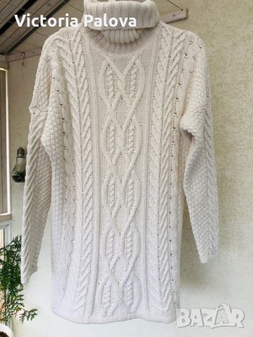 Модерен пуловер ,памук,млечен цвят, снимка 1 - Блузи с дълъг ръкав и пуловери - 26935095