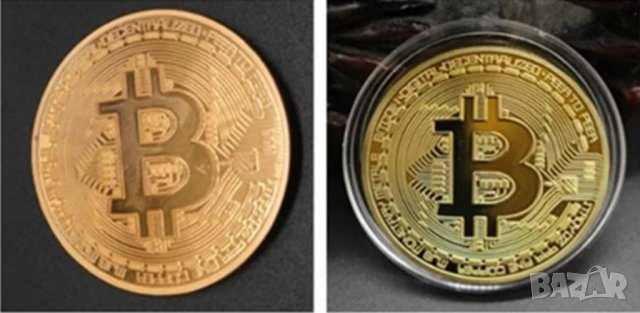🪙💰💱Позлатена crypto Bitcoin монета в трофейна кутия (trophy case), снимка 2 - Колиета, медальони, синджири - 35428320