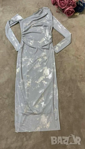 Рокля сиво сребрист цвят  , снимка 2 - Рокли - 50922500