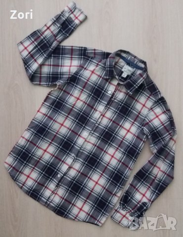 Страхотна риза в синьо-бяло-червено каре за възраст 12-13г., снимка 1 - Детски ризи - 26315177