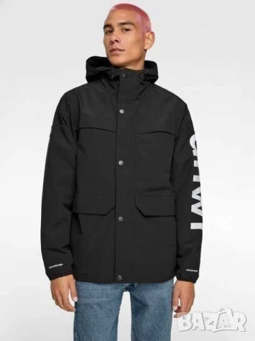 Мъжка непромокаема парка с джобове Zara, Черна, XL