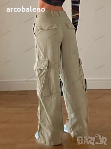 Дамски американски модерни дънкови панталони със средна талия и много джобове , снимка 3 - Панталони - 39732615