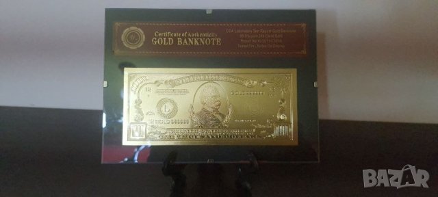 Позлатени долари в стъклена рамка и стойка, снимка 6 - Нумизматика и бонистика - 32785537