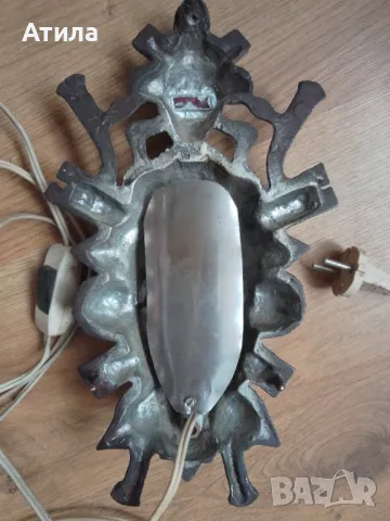 нощна лампа аплик метал цветно стъкло 32/18 см ссср, снимка 3 - Настолни лампи - 49697452