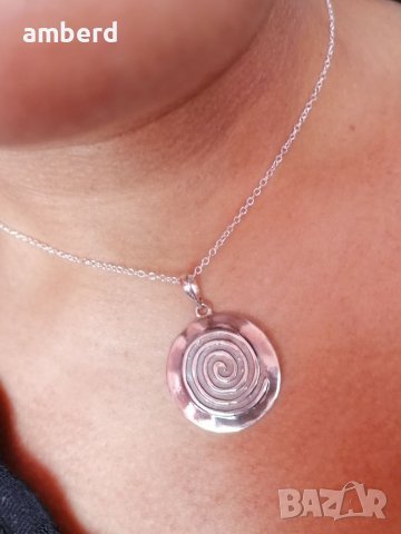 Сребърен комплект "Вдъхновение" - обици и медальон , снимка 3 - Бижутерийни комплекти - 39563331