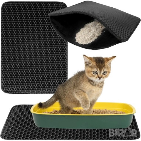 Двуслойна постелка за котешка тоалетна / Подложка за котешка тоалетна