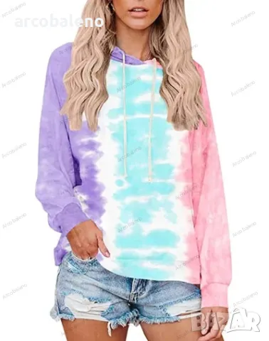 Нов дамски суичър с качулка Tie Dye, 3цвята , снимка 8 - Суичъри - 48456824