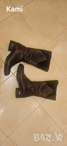 Топли кафяви ботуши, естествена кожа, номер 37, снимка 3 - Дамски ботуши - 52682509