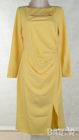 Жълта рокля с дълги ръкави марка Melli London, снимка 2 - Рокли - 29031189