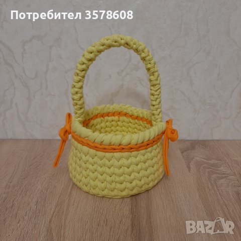 Ръчно изплетена кръгла кошница , снимка 9 - Декорация за дома - 40452974