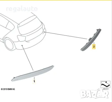 63147363788,светлоотразител задна броня десен,BMW 1 F20,F21 LCI, снимка 2 - Части - 48241655