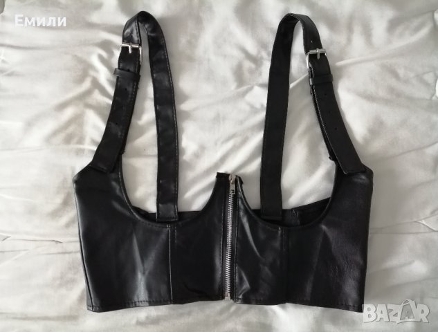 Кожен харнес корсет колан под бюста с цип, катарами и презрамки р-р S , снимка 4 - Корсети, бюстиета, топове - 43683261