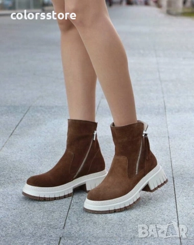 Равни боти - кафяв ЕСТЕСТВЕН велур - 36700 