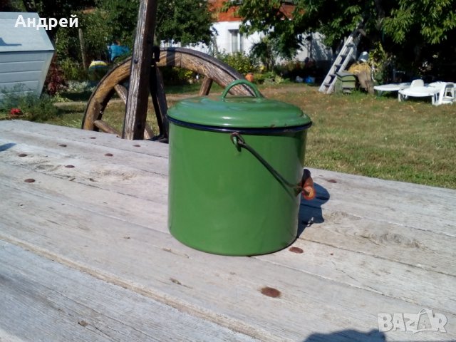 Стара емайлирана котленка #4, снимка 4 - Антикварни и старинни предмети - 26811060