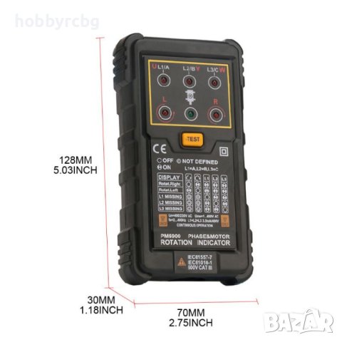 Тестер за фазова последователност и индикатор за въртене 120V-400VAC, снимка 5 - Части - 40870859