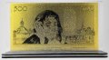Златна банкнота 500 Френски франка в прозрачна стойка - Реплика, снимка 2