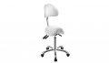 Козметичен/фризьорски стол - табуретка с облегалка Noble 59/78 см - бяла/сива/черна, снимка 2