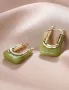 Елегантни обеци в Бохо стил от цинкови сплави в зелено и бяло 🥥, снимка 1