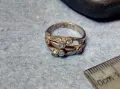Старинен ФЛОРАЛЕН СКЪПОЦЕНЕН СРЕБЪРЕН ПРЪСТЕН СРЕБРО ВИСОКА ПРОБА с РЪЧНО ФАСЕТИРАНИ ЦИРКОНИ 48254, снимка 2