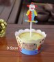 Клоун цирк 9 бр топери и кошнички украса декорация за мъфини кексчета парти