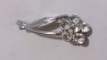 Брошка цвете с кристали Циркон сребриста -13903, снимка 3