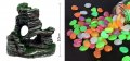 декорация за аквариум: скала с дупка; светещи фосфоресциращи разноцветни камъчета 100бр, снимка 1 - Оборудване за аквариуми - 33634219