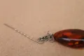 Сребърна игла с кехлибар, снимка 3