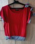 Червена блузка с панделки,нова,размер С-М. , снимка 1 - Тениски - 43968822