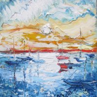 Море пейзаж -  Мима / Art by MiMa kartina painting oil картина __124, снимка 1 - Картини - 27635500