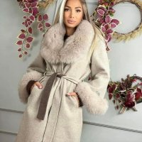 Дамско луксозно палто кашмир вълна и лисица код 216, снимка 1 - Палта, манта - 39632989