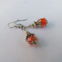 Уникално красиви Викториански обеци в червено с изящни орнаменти в цвят Антично сребро !, снимка 5 - Обеци - 26395374