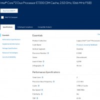 Intel® Core™2 Duo Processor E7200 (3M Cache, 2.53 GHz, 1066 MHz FSB), снимка 2 - Процесори - 34660677