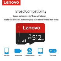 Карта с памет Lenovo 128GB, 256GB, 512GB, 1 TB, 2 TB TF (Micro SD) + Adapter / Адаптер, снимка 2 - Карти памет - 38933720