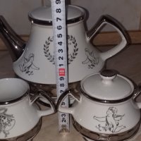 Английски порцелан сет за чай със сребърен кант, снимка 6 - Антикварни и старинни предмети - 43504569