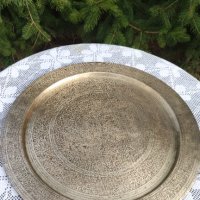 Голяма индийска гравирана чиния за стена от месинг ф40, снимка 1 - Антикварни и старинни предмети - 43702518