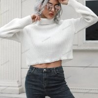 Дамски шикозен къс пуловер, 3цвята - 023, снимка 5 - Блузи с дълъг ръкав и пуловери - 43245814