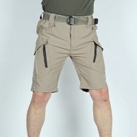 Къси мъжки бежови карго, тактически панталони леки L, снимка 2 - Къси панталони - 43850461