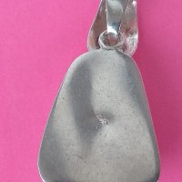 Сребърен медальон с естествен камък - Ларимар, снимка 2 - Колиета, медальони, синджири - 35242577