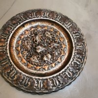 Турска медна кована чиния, пано за стена, 60те г–32см, снимка 1 - Антикварни и старинни предмети - 38351471