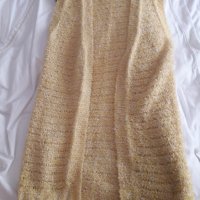 Дамски плетен елек дълъг жълт, снимка 6 - Елеци - 28010355