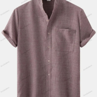 Пролетно-лятна ежедневна мъжка риза от памучен плат с къс ръкав, 6цвята , снимка 6 - Ризи - 44901083
