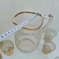 Стъклена кана и чаши  53г, снимка 8 - Антикварни и старинни предмети - 27012333