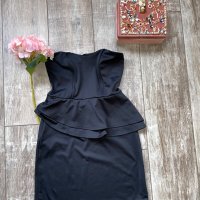 Мини черна тип бюстие  елегантна коктейлна парти рокля пеплум , снимка 5 - Рокли - 37274592